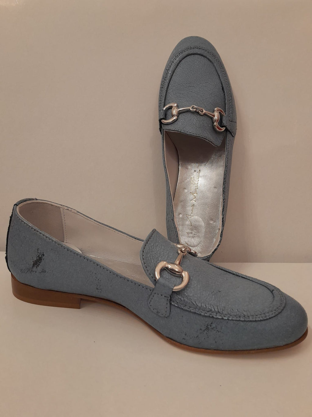 Mocassino azzurro spazzolato