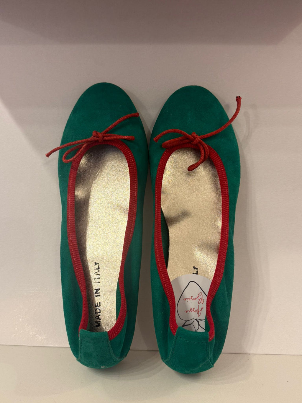 Ballerine camoscio “Verde Roma”