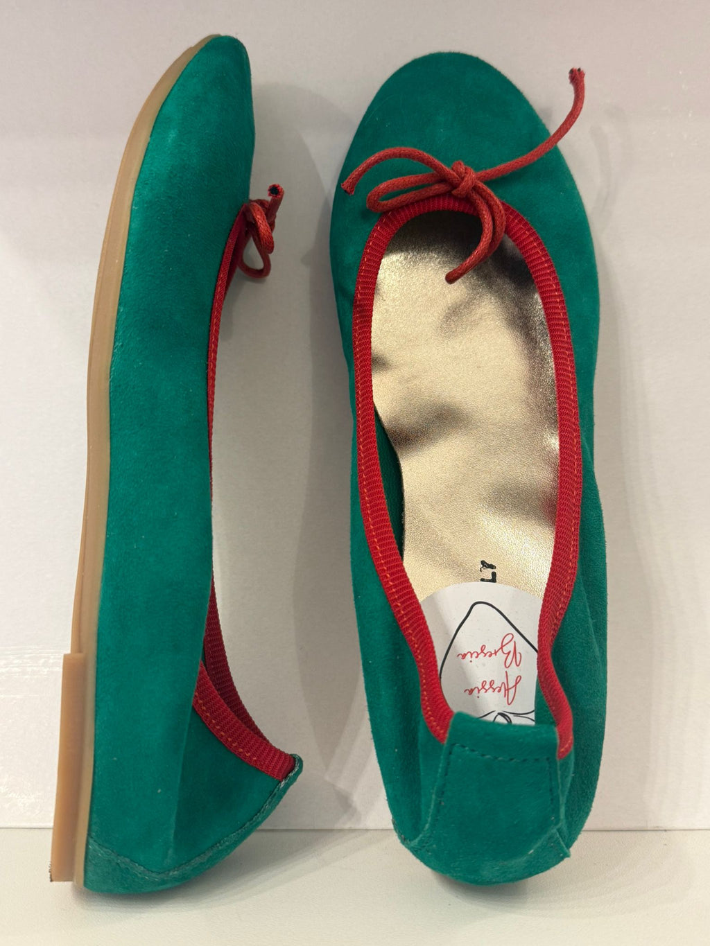 Ballerine camoscio “Verde Roma”