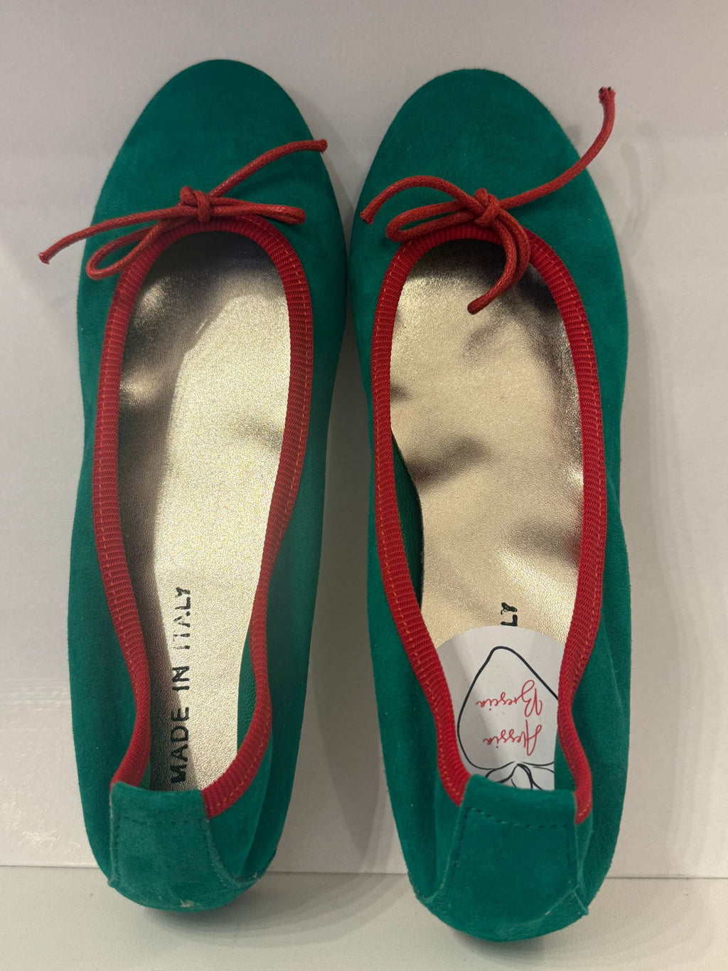 Ballerine camoscio “Verde Roma”